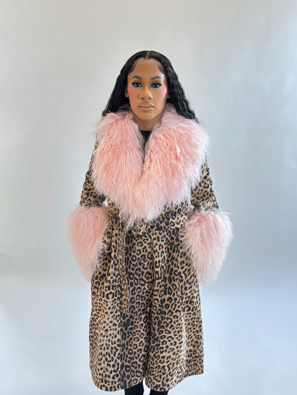 Leopard Mongolian Trench Coat